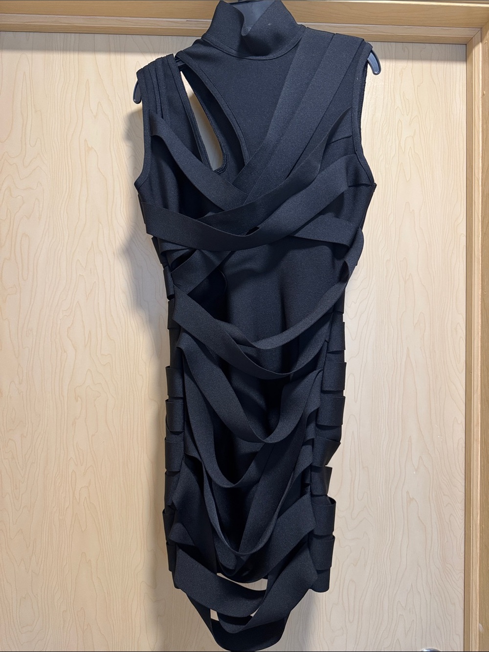 Fashion Nova Black Draped Backless Cutout Dress